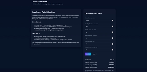 Smart Freelance - Freelancer Rate Calculator