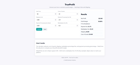 TrueProfit — E-commerce Profit Margin Calculator